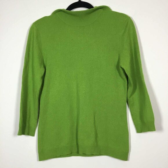 Green Preppy 1/4 Zip Academic Knitted Casual Autumn Fall Prep Polo Sweater S/M - Picture 4 of 7